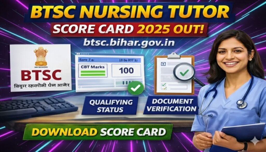 Bihar BTSC Tutor Nursing Result 2025