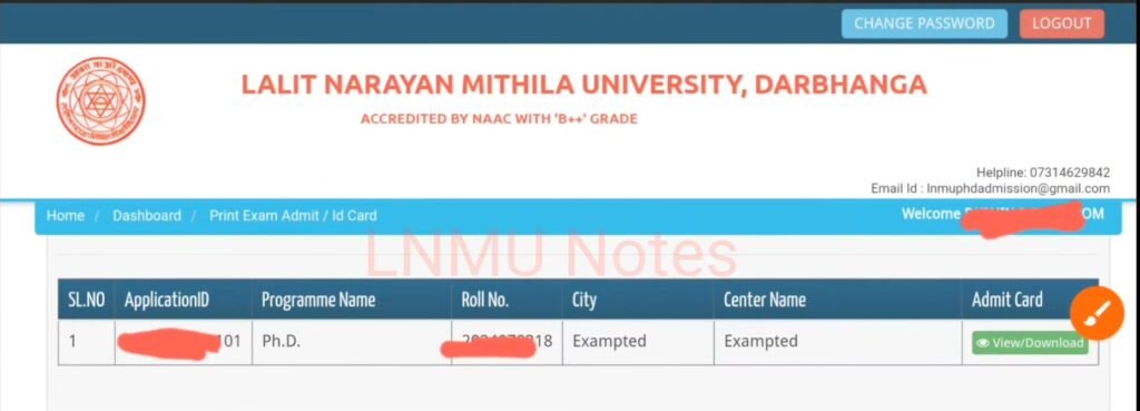 LNMU PAT 2024 ADMIT CARD 
