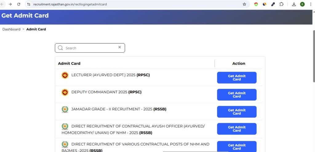 RSSB REET Mains Admit Card 2026
