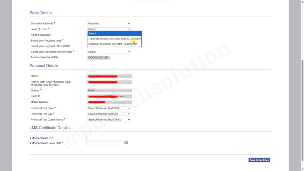 Aadhar Supervisor Exam Online Registration Process 2026 