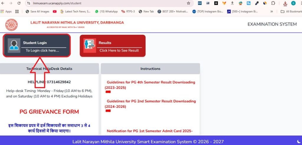 LNMU PG ADMIT CARD