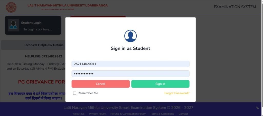 LNMU PG Admit Card 1